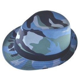 The G Cap G Men's Camouflage Fedora Hat Blue Camo (M/L)