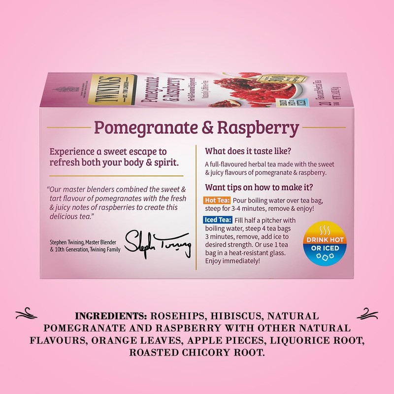 Twinings Pomegranate & Raspberry Tea - Naturally Caffeine-Free Herbal Tea