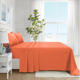 CHARKHAH Polycotton Flat Sheets with Single Double King Size Bed Ultra Soft Plain Top Sheet Dyed in Trendy Colors Hotel Collection Sheets Ideal for Winter & Summer Bedding (Orange, Single)