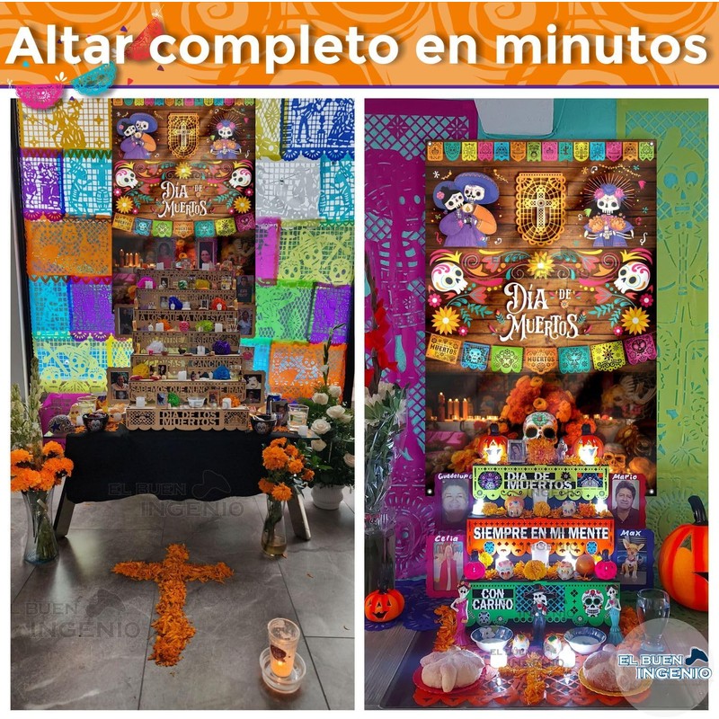 Hermosa Ofrenda Día De Muertos Altar Frase Con Decoración Y