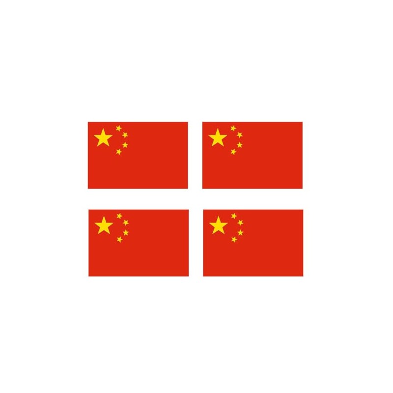 Set of 4 x China Flag Iron on Screen Print