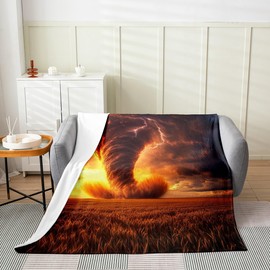 Erosebridal Golden Tornado Fuzzy Blanket Throw 50x60,Gothic Nature Disaster Blanket for Sofa Bed Couch,Goth Horror Theme Throw Blanket,Natural Scenery Fall Autumn Thanksgiving Fleece Blanket