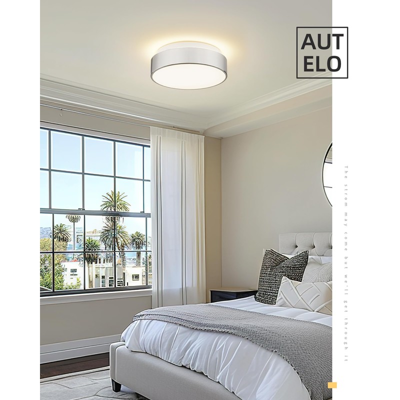 AUTELO 12" Flush Mount Ceiling Light Fixture, Frosted Glass Shade