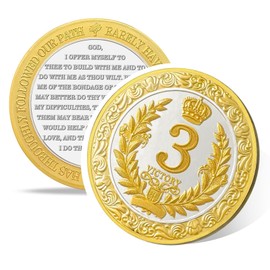 Golden Victory 3 Year Sobriety Coin, Crowned Champion AA Chips, Addiction Recovery One Years Sober Medallions, Celebrating Anniversary Token, Alcoholics Anonymous Sobriety Gifts for Men Women