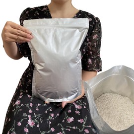 Rice Storage Bags, Rice Bags, 6.6 lbs (3 kg), Rice Storage Containers, Aluminum Bags, Zippered Bags (Refrigerator Storage) with Zipper, Blackout Bags (L: 15 Bags for 6.6 lbs (3 kg) Rice Bags