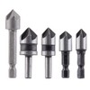 Aracombie 5pcs 5 Flutes 82 Degree Counterbore Drill Bit Set