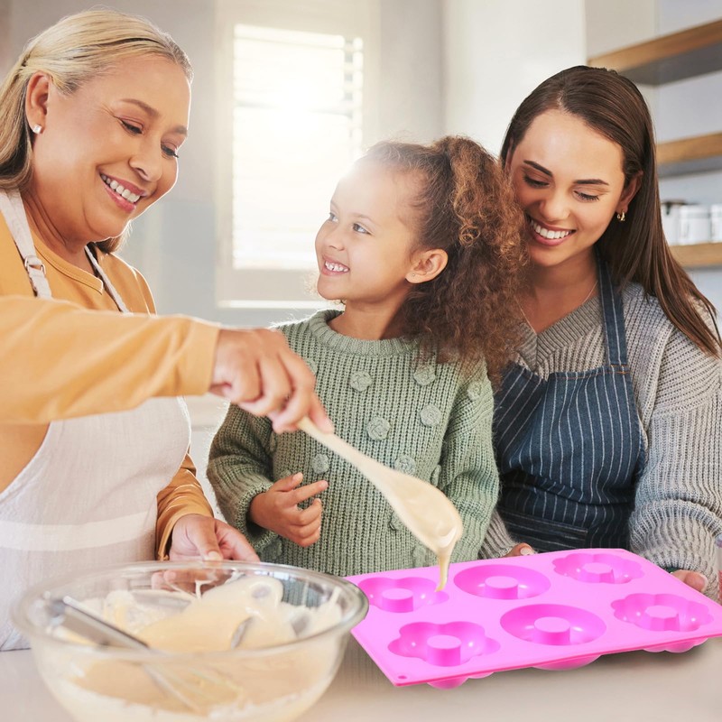 3 Pack Silicone Donut Pan for Baking,Non-Stick Doughnut Pan with