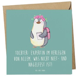 Mr. & Mrs. Panda Deluxe Karte Tochter Expertin - Geschenk, Zuneigung, Hochwertige Klappkarte, Liebenswert, Klappkarte, Geburtstage, kreativ, Wärme,