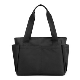 NOTAG Nylon Tote Bag for Women, Multi-Pocket Casual Shoulder Bag Waterproof Shopping Handbags (Black)