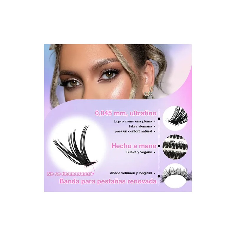 Kit de Extensiones Pestañas Efecto Mink Natural con Curvatura D