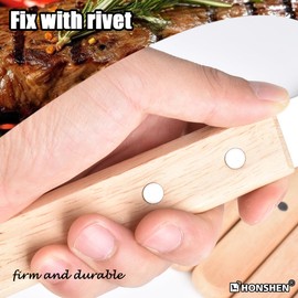 HONSHEN Flat Kabob Skewers 23.5 Inch Long,7/8 inch Wide Heavy Duty Stainless Steel Grilling BBQ Skewer with Wood Handle for Making Koubideh Persian Brazilian Chicken Shrimp Kebab-Set of 12