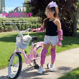 Innovative Soft Kids Knee and Elbow Pads with Bike Gloves I Toddler Protective Gear Set w/Mesh Bag I Bike, Roller-Skating, Skateboard Knee Pads for Kids Child Boys Girls