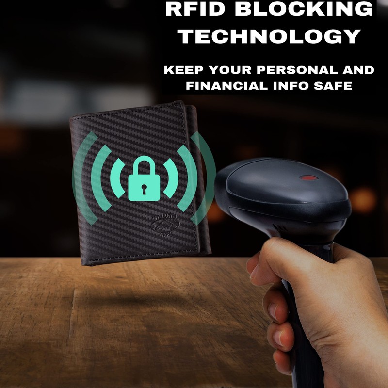 Stealth Mode Leather Trifold RFID Wallet For Men With Flip
