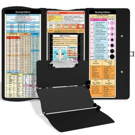 Nursing Clipboard Foldable Nurse Clipboard: Medical Folding Clipboards with Nursing Edition Cheat Sheets Pocket Size Foldable Clip Board for Nurses Clinical Clip Boards for Students Doctors Black