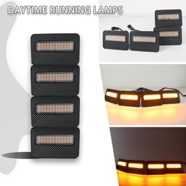 ZDEERAOTO 4pc Smoked Housing Amber LED Front Grille Lights DRL Feature Kit for Toyota Tacoma 2024 2025 SR SR5 Cab Pickup Accessories (White)