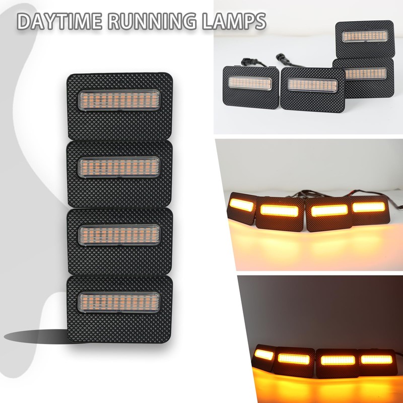 ZDEERAOTO 4pc Smoked Housing Amber LED Front Grille Lights DRL