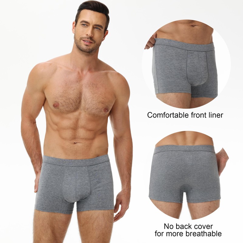 Battewa Cotton Incontinence Underwear for Men Front Absorbent Protective Boxer