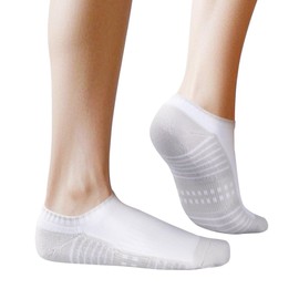 YUEDGE Men's Trainer Socks Low Cut Cushioned Gym Golf Athletic Sports Running Socks Breathable White Ankle Sock For Men 6-10, Lycra Elastic, 5 Pairs/Box