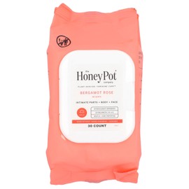 The Honey Pot Company - Feminine Wipes - Daily PH Balancing, Fragrance & Sulfate Free Feminine Care Wipes for Intimate Parts, Body, or Face. At Home or On the Go Cleansing Wipes - Bergamot Rose 30 ct.