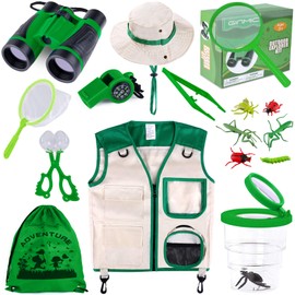 GINMIC Kids Explorer Kit & Bug Catching Kit, 16 Pcs Outdoor Exploration Safari Kit for Kids Camping with Binoculars, Adventure, Hunting, Hiking, Educational Toy Gift for 3-12 Years Old Boys Girls
