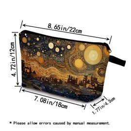 YULUENZE Golden City Makeup Bag Cute Small Organizer Bag with Zipper Golden City Cosmetic Bag Aesthetic Birthday Present for Women Sisters Friends -1