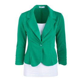 Auliné Collection Women's Casual Work Solid Color Knit Blazer, Kelly Green, Small