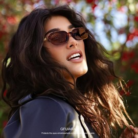 GFUIARA Rectangle Retro Sunglasses for Women Men Trendy Small Square Frame 90s Style Sunnies