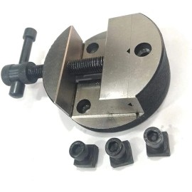 A.D. International Round Vise Vice for 3" & 4" Rotary Table + 3 Fixing Tee Nut-Milling Tool- (USA) - 100 mm