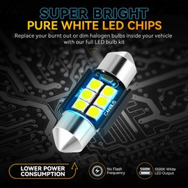 Auto Dynasty 6 Pieces 12V 5500K Interior Car Map Cargo License Plate LED Light Bulbs Kit Compatible with Toyota Camry 2018-2022