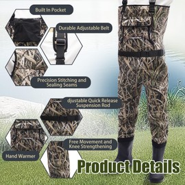 RIVERWANDPROTRIVERWANDPROT Neoprene Fly Fishing Waders with Boots for Men and Women, Waterproof Chest Waders, Hunting Clothes, Fishing Bibs Wading Pants (11)