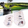9PCS PU Leather Embroidery Waterproof Golf Putter Head Cover Iron