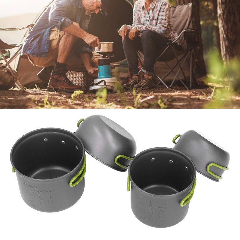 4pcs Camping Pot Kit Multi Layers Anti Scalding Design Camping