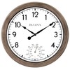 Bulova Patio Time Wall Clock C4879 | 10.25" Rattan-Look Waterproof