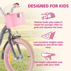 RoyalBaby Toddlers Kids Bike, 14 Inch Girls Bicycle with Basket and Training Wheels for 3-4 Yeas, Children Cycle Bikes AMG Fox, Grey