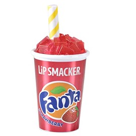 Lip Smacker Bálsamo Labial Coca Cola, Hidratante, Diseño de Taza de Bebida Coleccionable, Acabado Transparente para Labios Suaves - Fresa Fanta