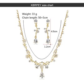 KBRPEY Jewellery Set Women's Bridal Jewellery Wedding Set Flowers Rhinestone Crystal Necklace Pendant Earring Set Costume Jewellery Set Bridal Wedding Party, 100% alloy