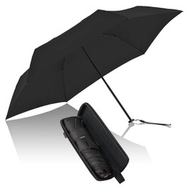 Knirps X4U My Clever Companion– 90cm Diameter Windproof Manual Open/Close Umbrella, Small and Compact Design for Travel and All Weather Protection, with Retractable Feature and Travel Case, Black