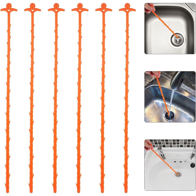 6 Piezas Serpiente para Desatascar Desagües Flexible de Plástico