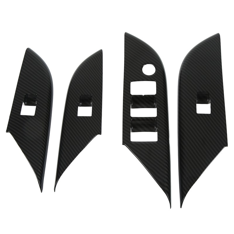 4 Pcs Door Window Control Panel Cover Carbon Fiber Style