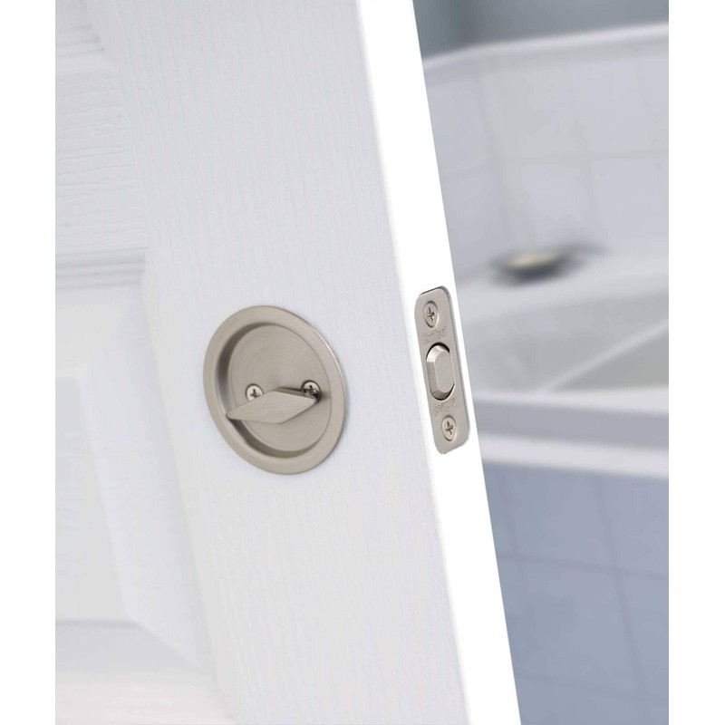 Kwikset 335-514 Round Privacy Pocket Door Lock Iron Black Finish