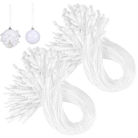FOIMAS 400pcs Christmas Ornament Hanger String Hook Hanging Ropes with Snap Locking Fastener for Christmas Tree Hanging Ornament Decoration Supply,White
