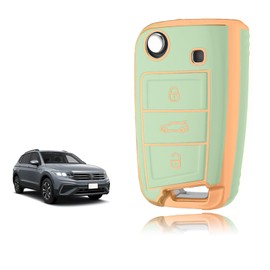 TOOMUME Key Cover, Car Key Case Suitable for VW Volkswagen Golf 7 MK7 Polo Jetta Tiguan Seat Leon Fabia Ibiza Skoda Fabia Octavia Superb, Key Cover Protection Key Shell – Flip Key
