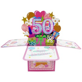 scicent Geburtstagskarte 50 Pop Up Geburtstagskarten mit Umschlägen 3D Karte Geburtstag Happy Birthday Karten Kreative Geburtstag Geschenke für Frau Beste Freundin Schwestern Familie - 23011