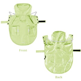 Waterproof Dog Raincoat, Adjustable Reflective Lightweight Pet Rain Clothes with Poncho Hood(Medium,Light Green)