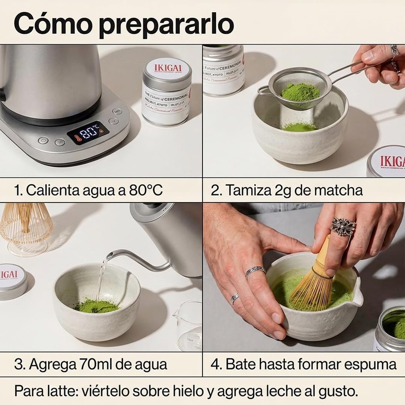 Ikigai Matcha Ceremonial PROJECT_KYOTO Matcha de Primera Cosecha Grado Ceremonial