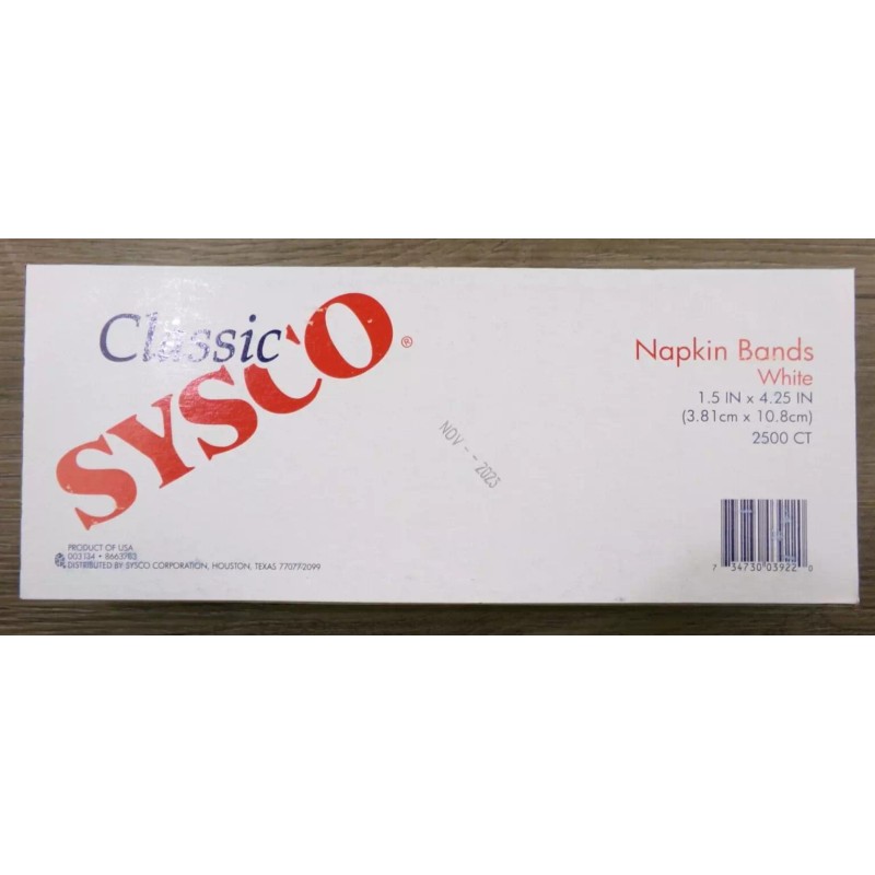 Sysco 2500ct Sysco Classic White Napkin Bands, Auto Adhesive Cutlery