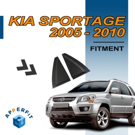APPERFiT Delta Molding Left Drive Side+Right Passenger Side Compatible with 2005-2010 Kia Sportage Replaces 83830-1F001 83840-1F001