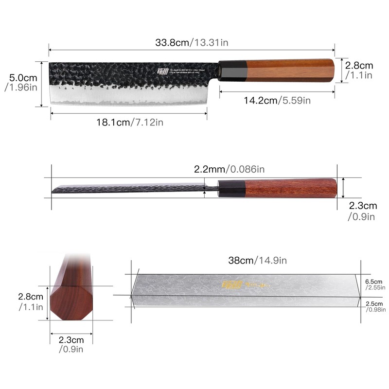 FINDKING Dynasty Series Japanese Nakiri Knife, Professional Vegetable Cleaver, 9Cr18MoV