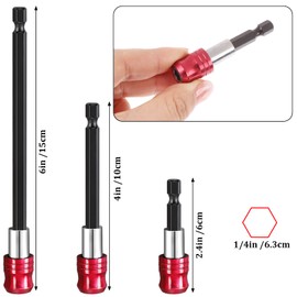 12 PCS Drill Bit Extension Magnetic Drill Extension Bit Holder 3 Sizes 1/4 Inch Hex Shank Automotive Drill Bit Quick Release Screwdriver Extender Adapter for Screws Nuts Drill Handheld Driver