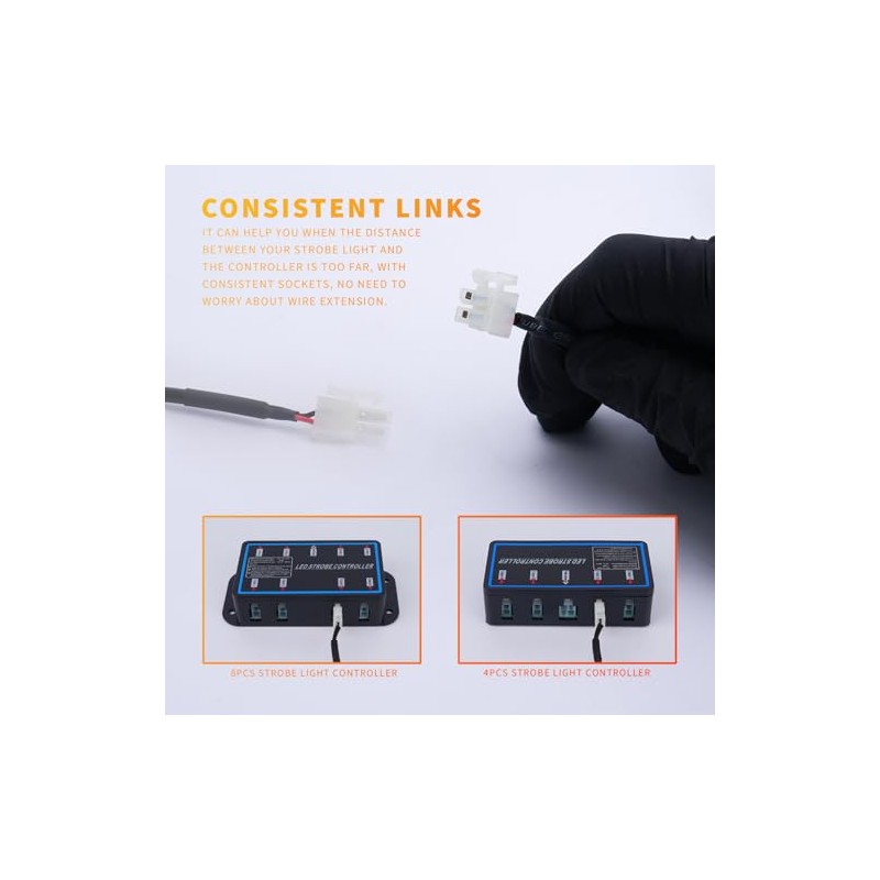 4-pcs Surface Mount Strobe Light 6.5ft Extension Cord